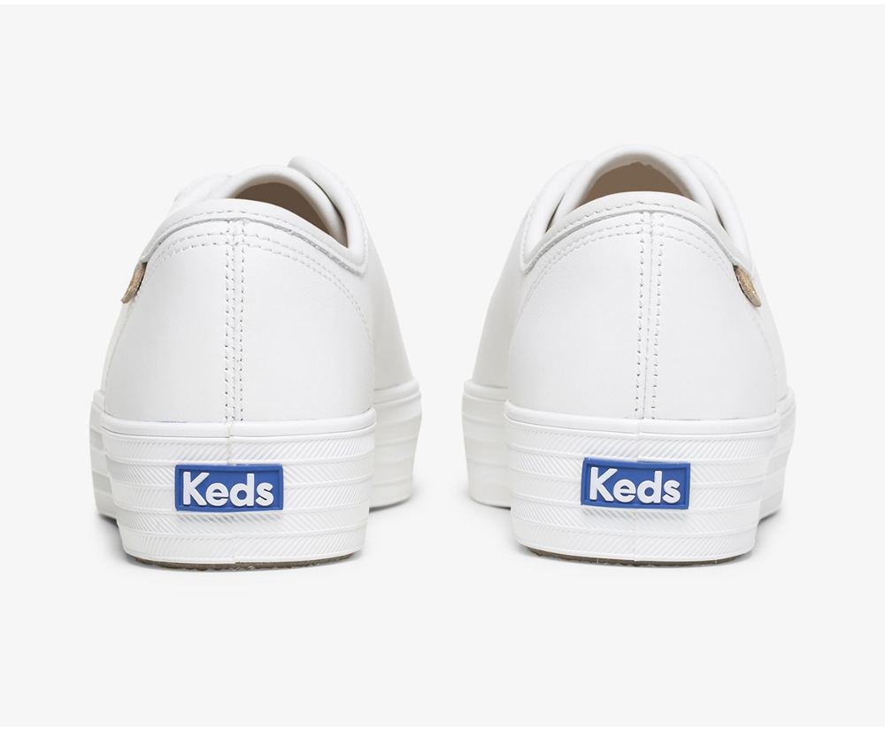 Keds Womens Sneakers White - Triple Kick Luxe Leather - 497VTEMGH